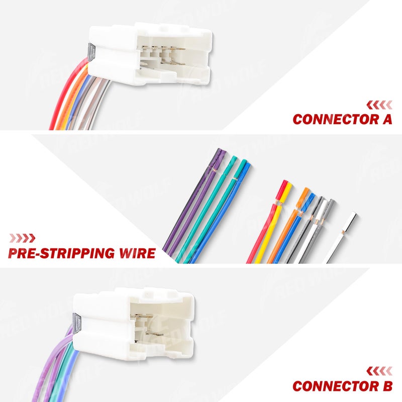 RED WOLF سلك توصيل راديو RED WOLF لنيسان 1995-2008، إنفينيتي 1990-2008 بديل لموصل الطاقة/مكبر الصوت بعد السوق، نظام غير بوز - Image 5